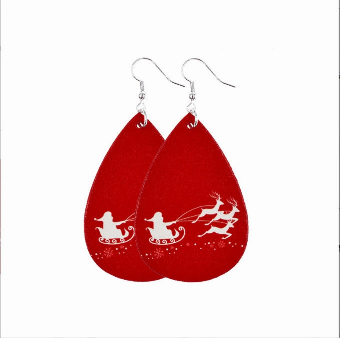Wholesale Christmas Luminous Leather Drop Earrings