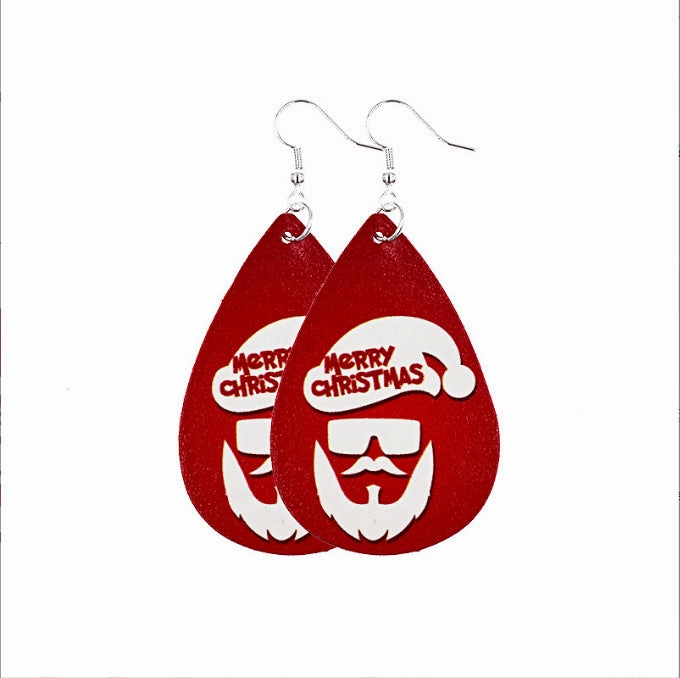 Wholesale Christmas Luminous Leather Drop Earrings