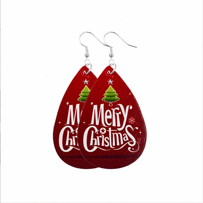 Wholesale Christmas Luminous Leather Drop Earrings