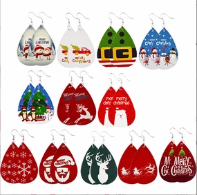 Wholesale Christmas Luminous Leather Drop Earrings