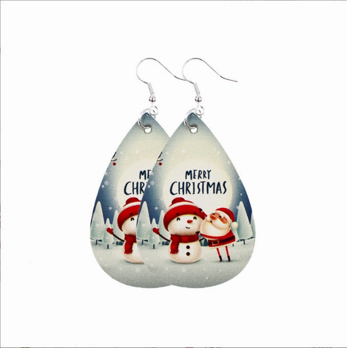 Wholesale Christmas Luminous Leather Drop Earrings