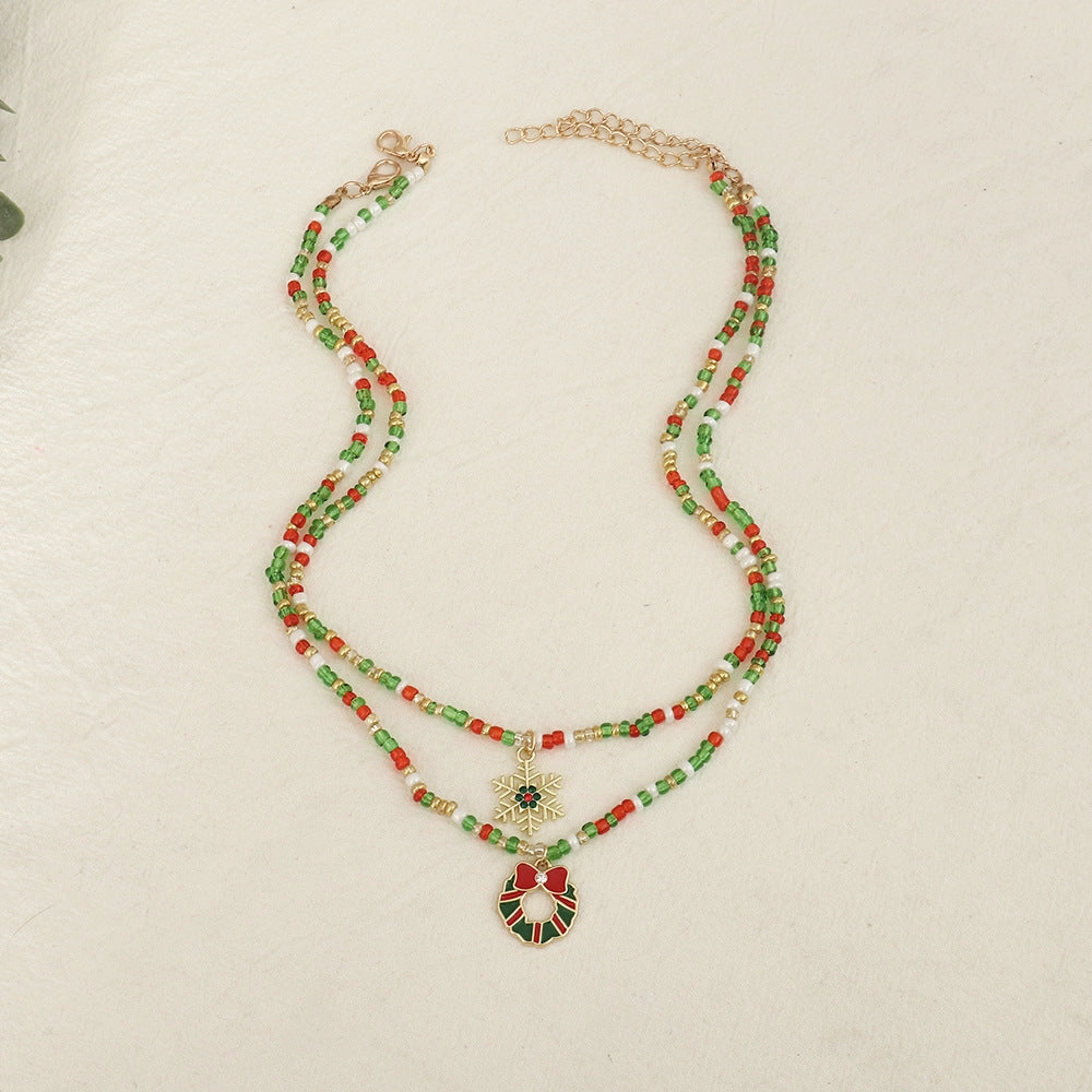 Wholesale Christmas Metal Snowflake Necklaces