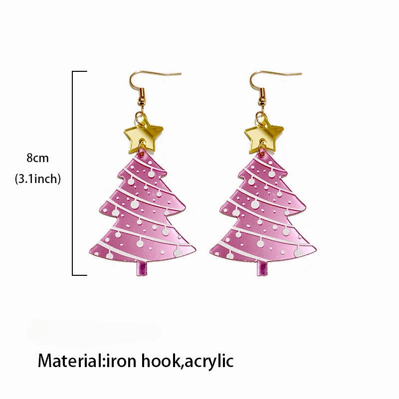 Wholesale Christmas Mirror Acrylic Spliced Christmas Tree Earrings