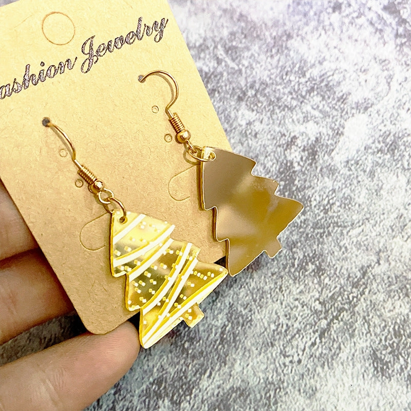 Wholesale Christmas Mirrored Acrylic Snowflake Polka Dot Cut Earrings