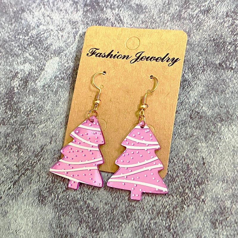 Wholesale Christmas Mirrored Acrylic Snowflake Polka Dot Cut Earrings