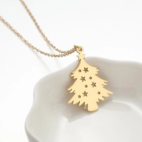 Wholesale Christmas Necklace Hollow Star Geometric Clavicle Stainless steel Chain