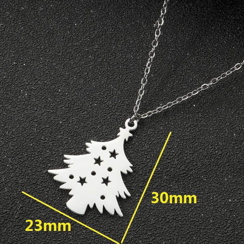 Wholesale Christmas Necklace Hollow Star Geometric Clavicle Stainless steel Chain