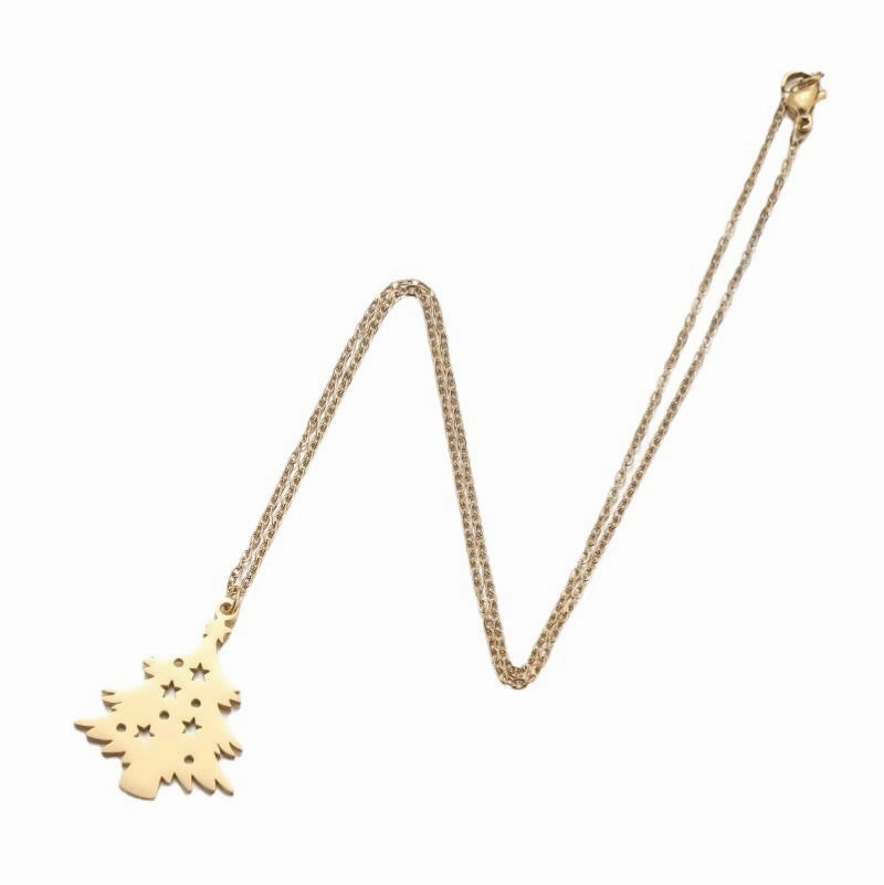 Wholesale Christmas Necklace Hollow Star Geometric Clavicle Stainless steel Chain