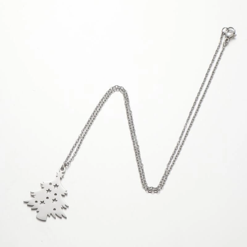 Wholesale Christmas Necklace Hollow Star Geometric Clavicle Stainless steel Chain