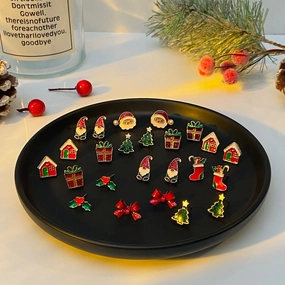 Wholesale Christmas New Products Santa Claus Christmas Tree Alloy Earrings