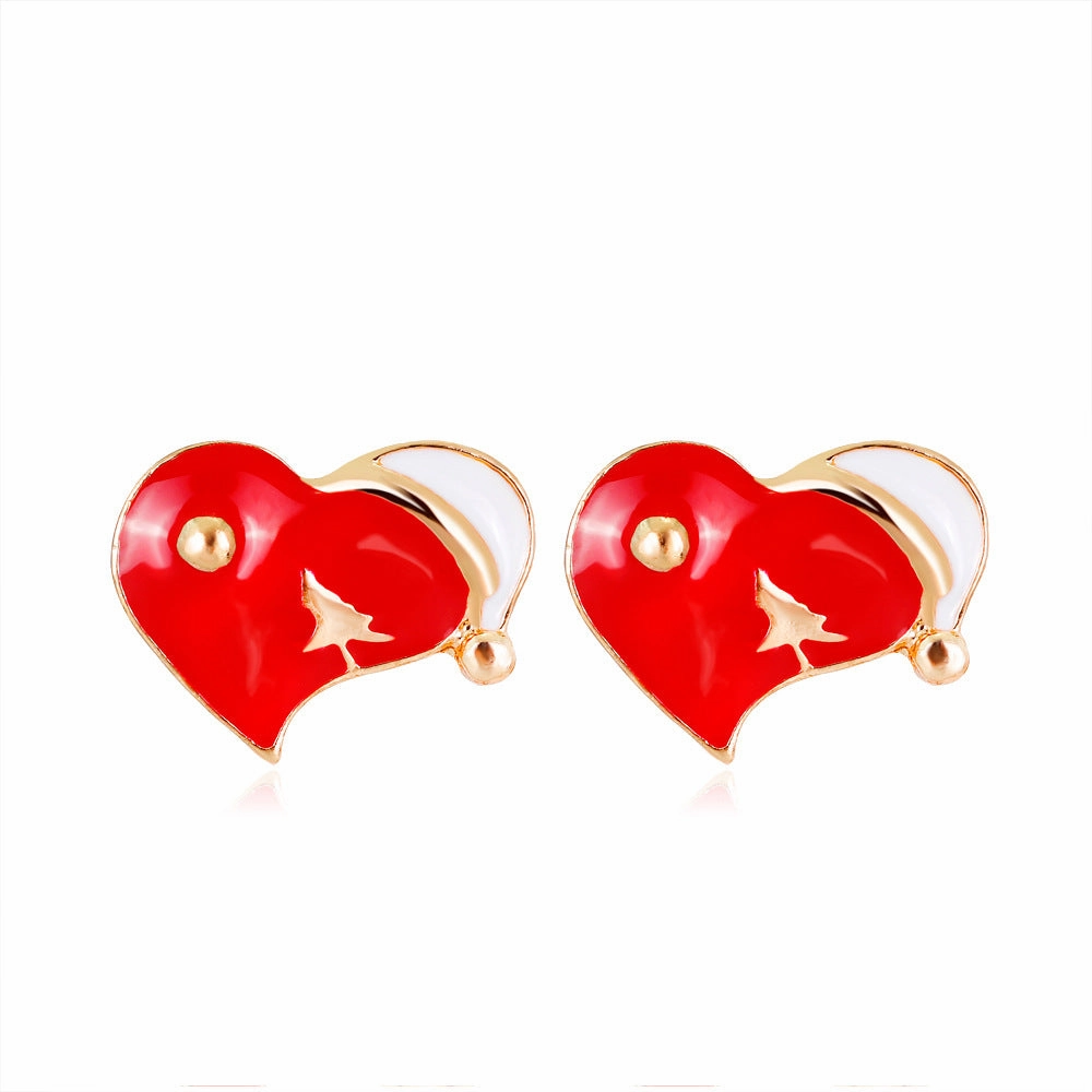 Wholesale Christmas Oil Dripping Diamond Snowman Bell Alloy Earrings