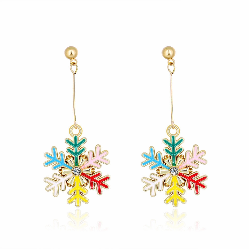 Wholesale Christmas Oil Drop Diamond Santa Claus Christmas Tree Alloy Earrings