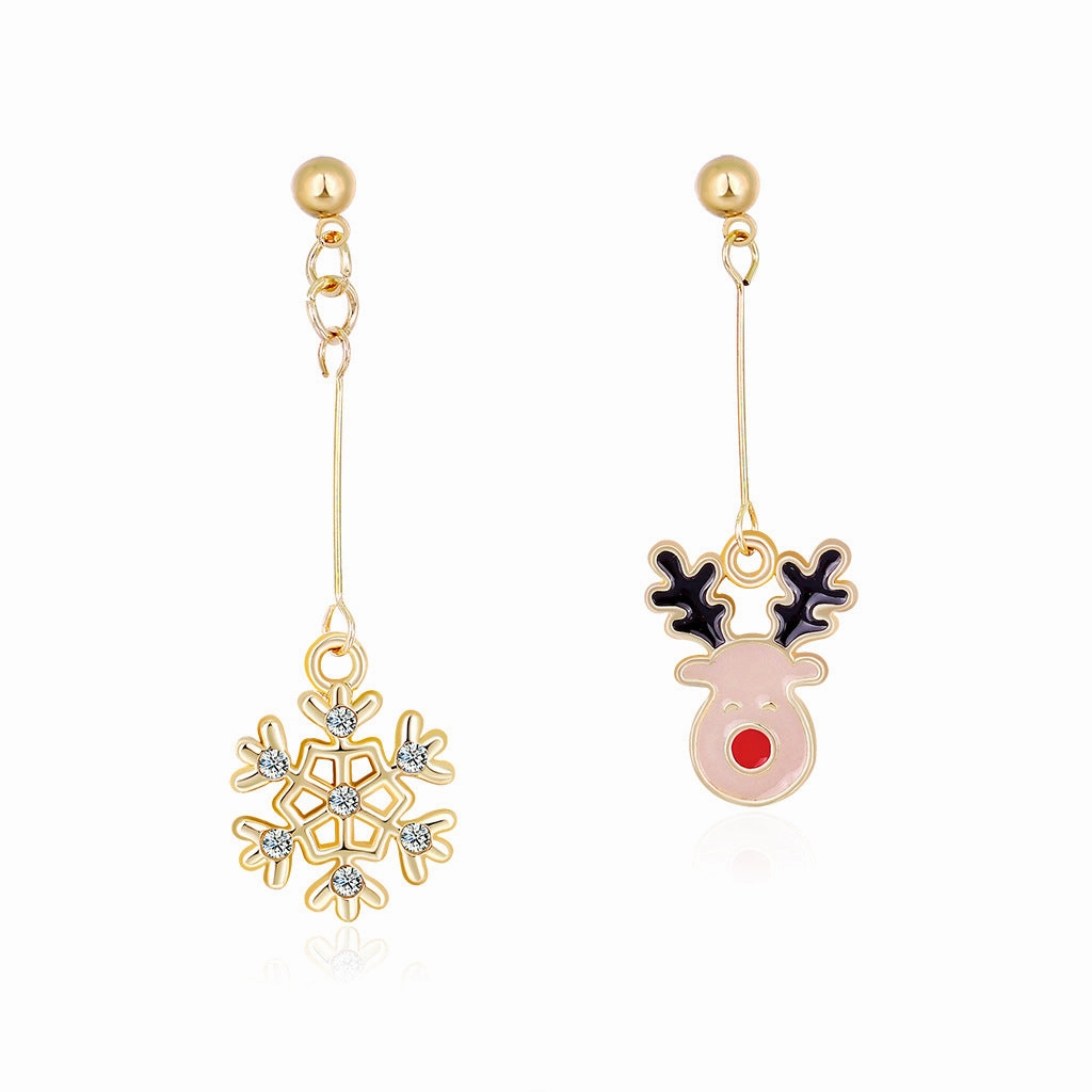 Wholesale Christmas Oil Drop Diamond Santa Claus Christmas Tree Alloy Earrings