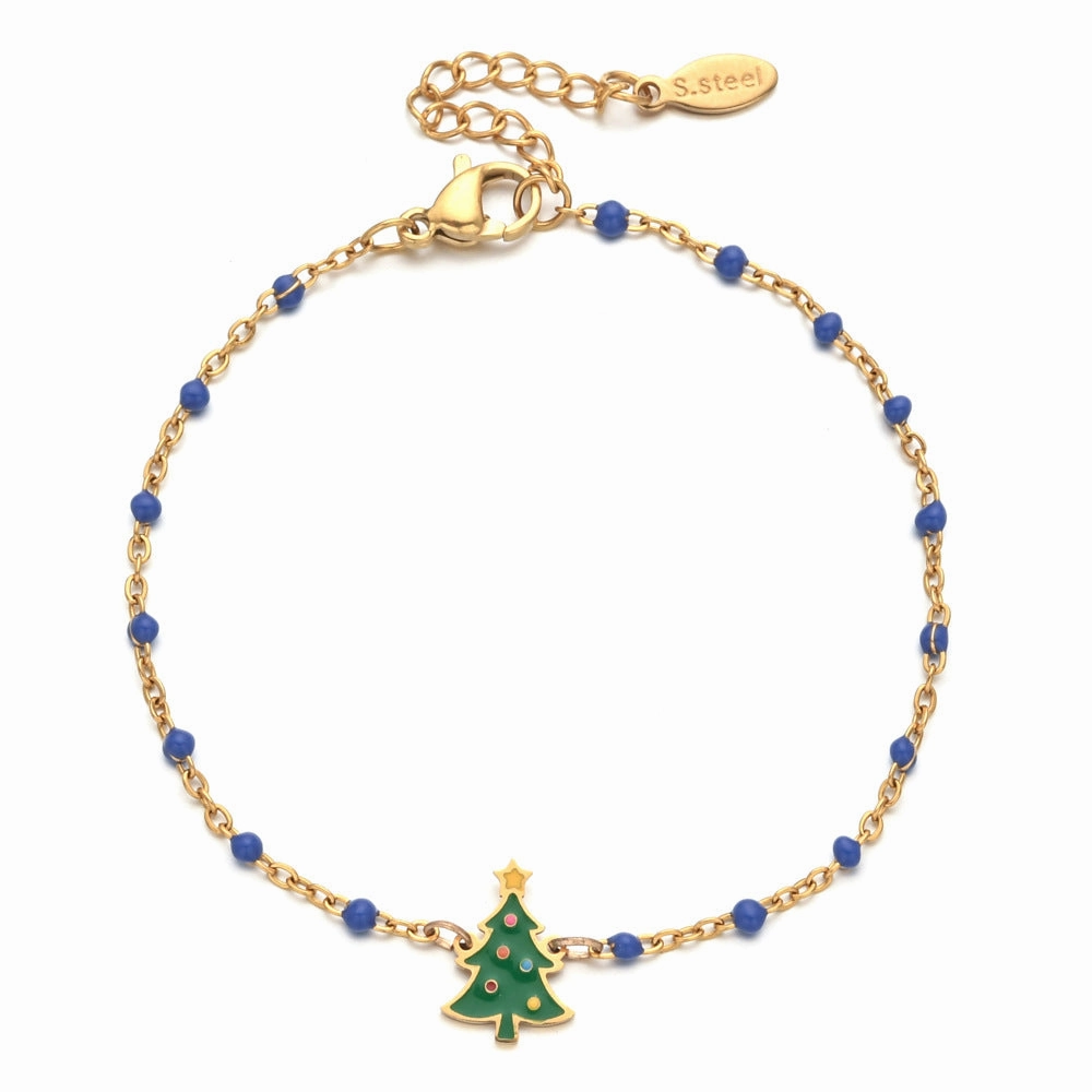Wholesale Christmas Oil Drop Stainless Steel Rice Bead Bracelet