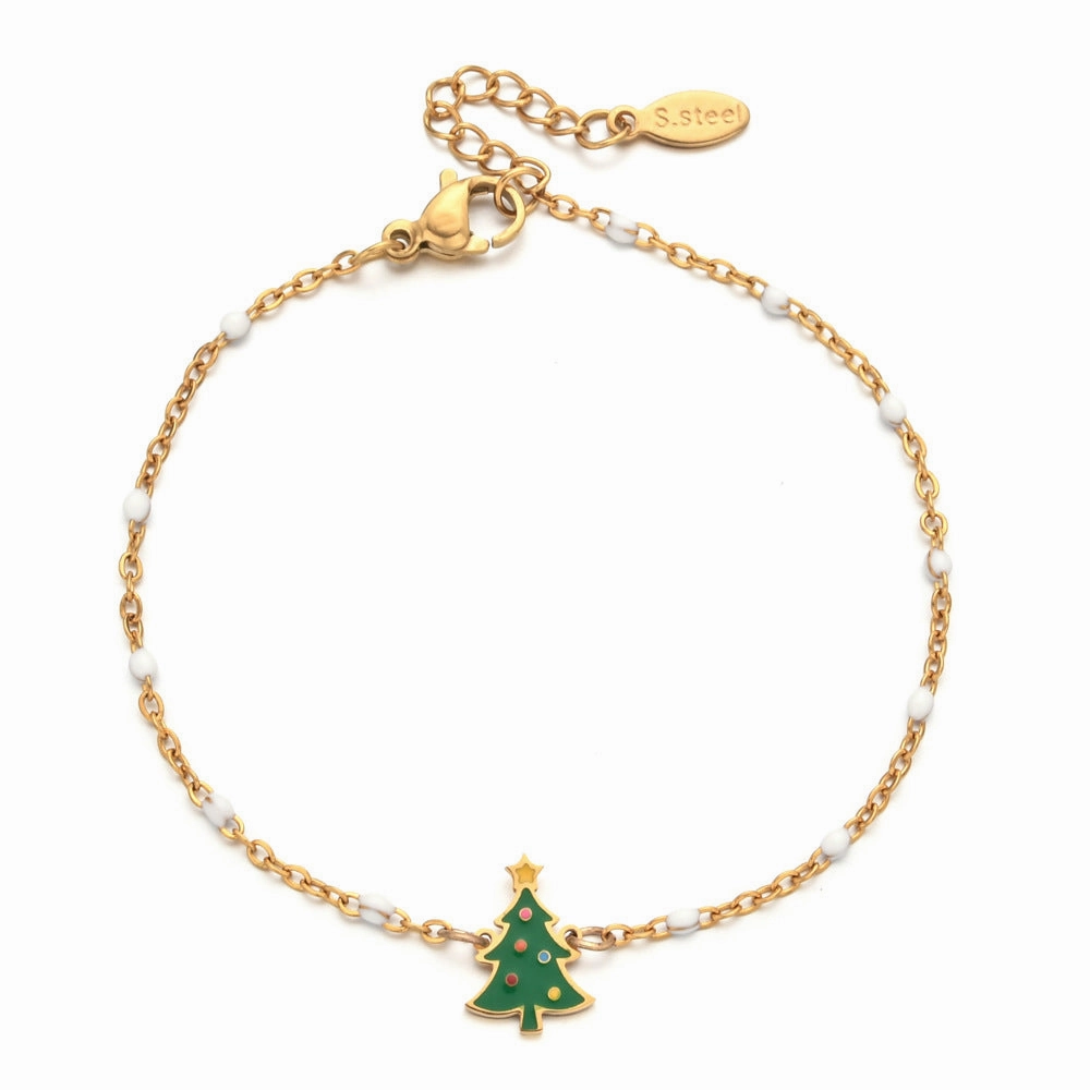 Wholesale Christmas Oil Drop Stainless Steel Rice Bead Bracelet