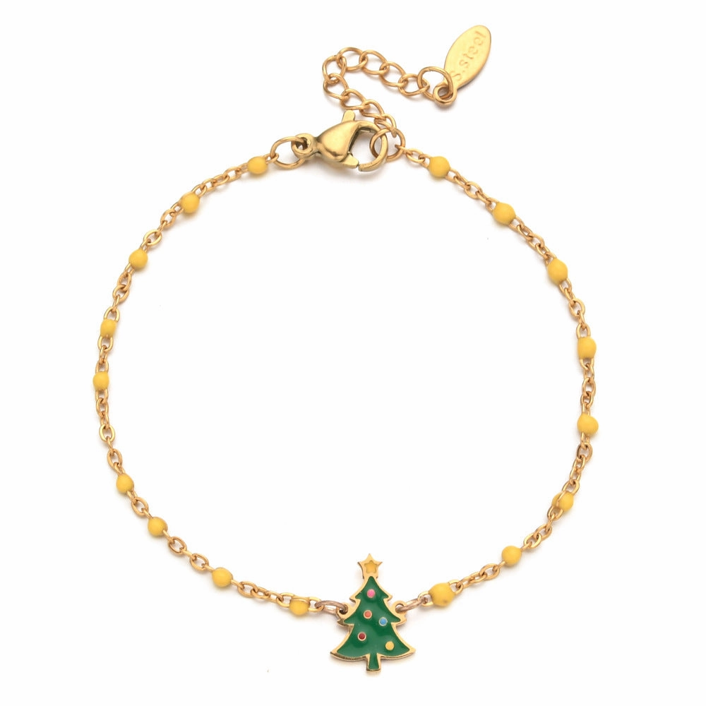 Wholesale Christmas Oil Drop Stainless Steel Rice Bead Bracelet