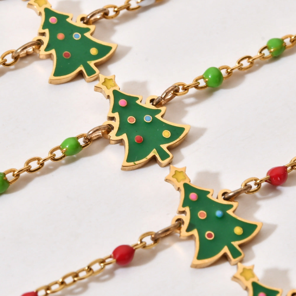 Wholesale Christmas Oil Drop Stainless Steel Rice Bead Bracelet