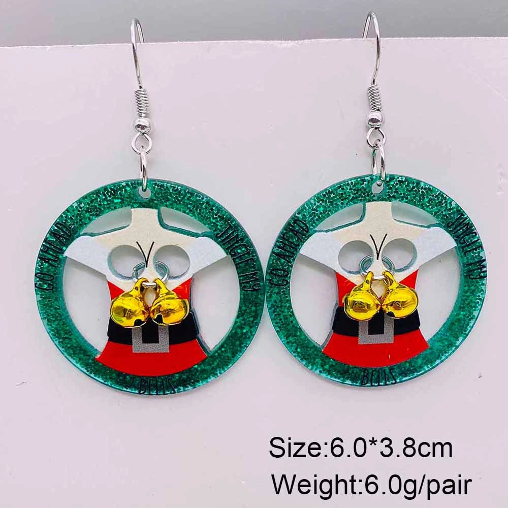 Wholesale Christmas Ornaments Ghost Dinosaur Santa Bell Acrylic Pendant Earrings