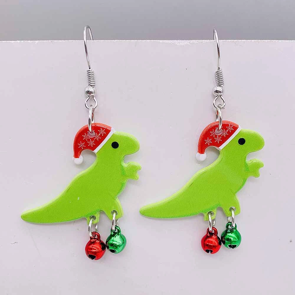 Wholesale Christmas Ornaments Ghost Dinosaur Santa Bell Acrylic Pendant Earrings