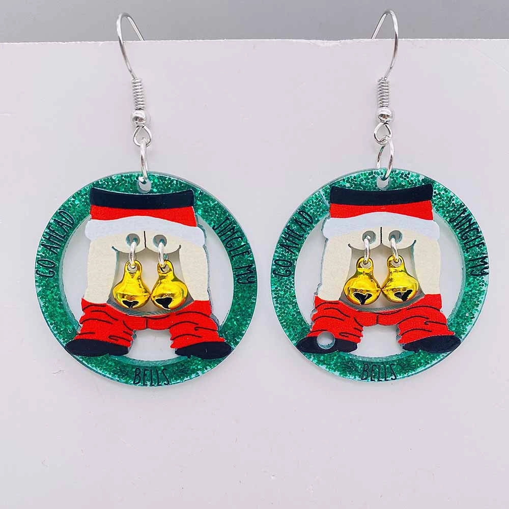 Wholesale Christmas Ornaments Ghost Dinosaur Santa Bell Acrylic Pendant Earrings