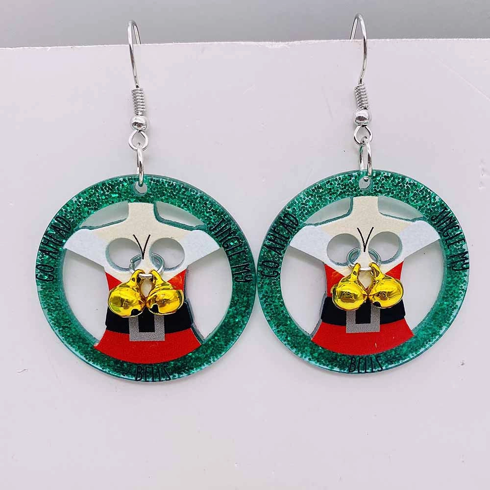 Wholesale Christmas Ornaments Ghost Dinosaur Santa Bell Acrylic Pendant Earrings