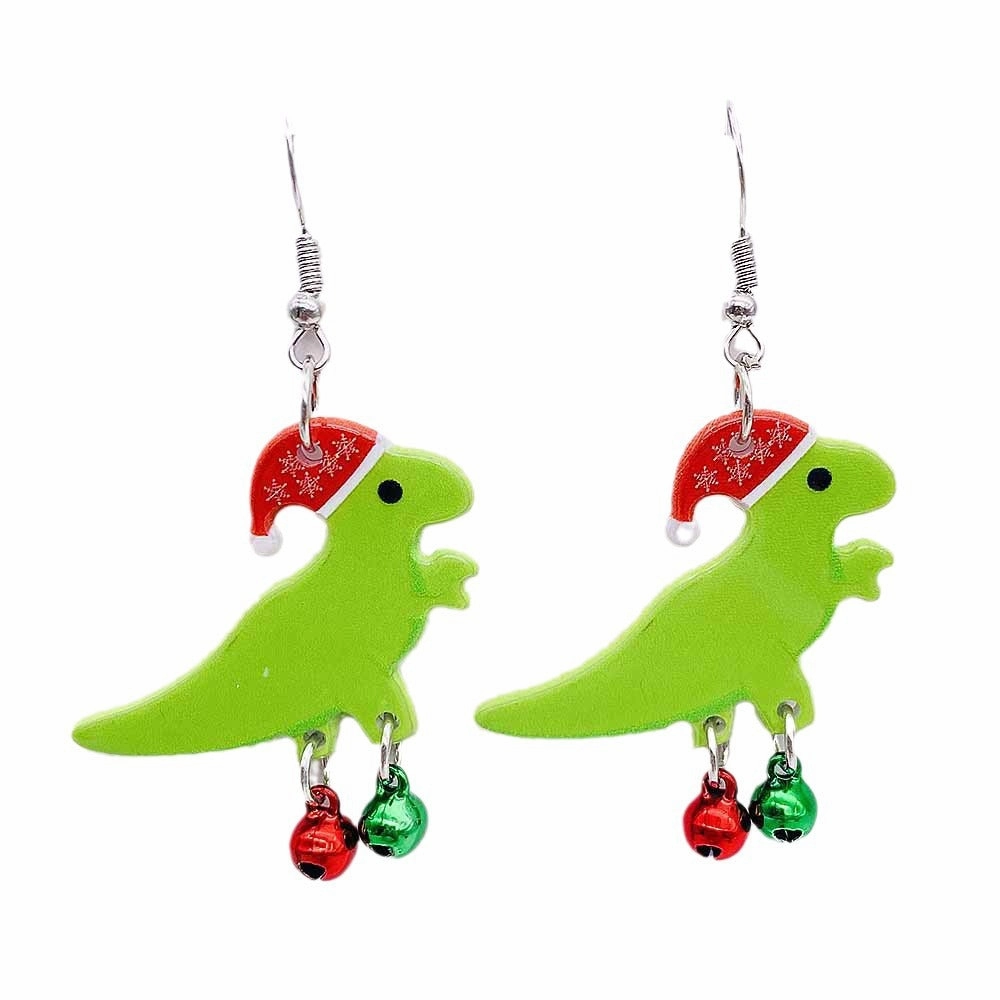 Wholesale Christmas Ornaments Ghost Dinosaur Santa Bell Acrylic Pendant Earrings