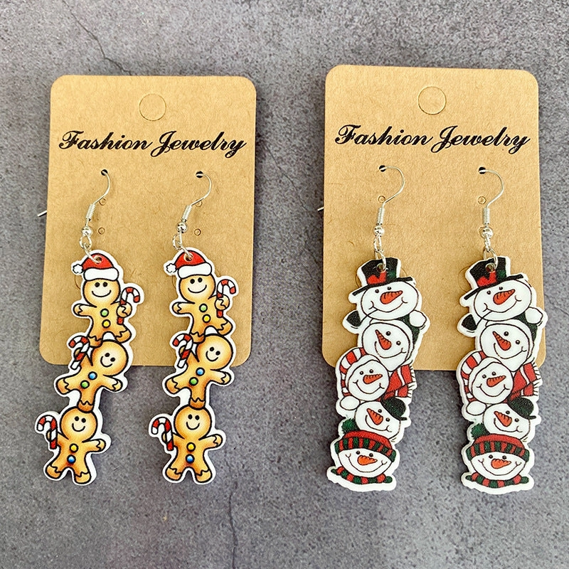 Wholesale Christmas Patchwork Christmas Tree Mirrored Acrylic Earrings