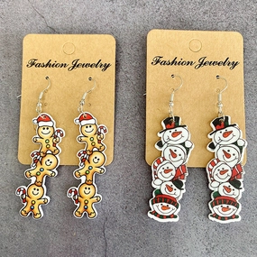 Wholesale Christmas Patchwork Christmas Tree Mirrored Acrylic Earrings
