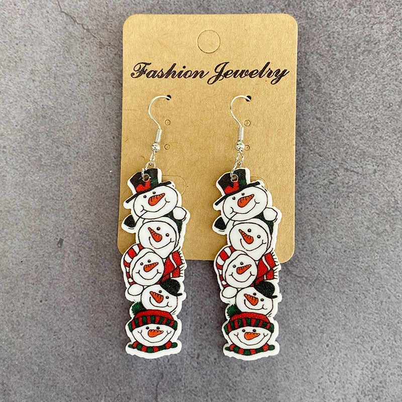Wholesale Christmas Patchwork Christmas Tree Mirrored Acrylic Earrings