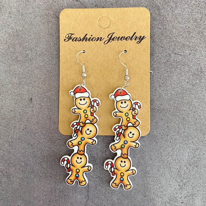Wholesale Christmas Patchwork Christmas Tree Mirrored Acrylic Earrings