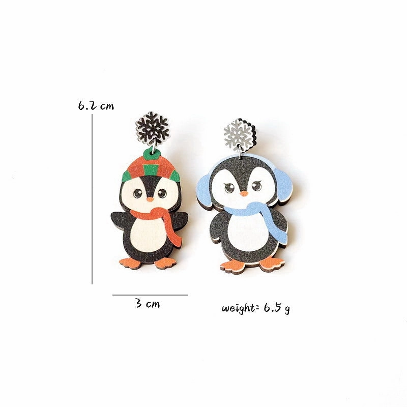 Wholesale Christmas Penguin Santa Claus Snowman Elk Gingerbread Man Earrings