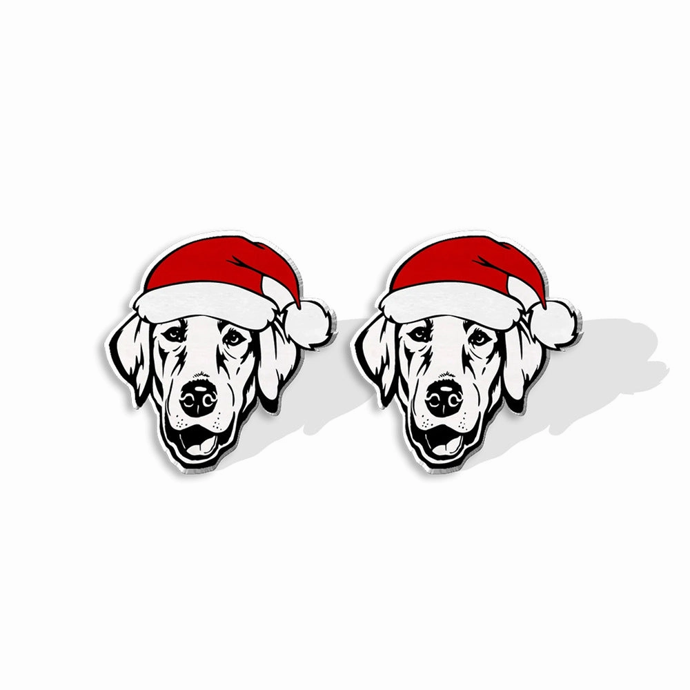 Wholesale Christmas Pet Collie Christmas Hat Corgi Resin Earrings