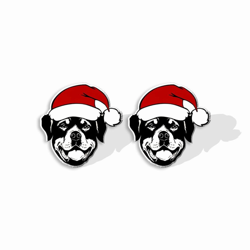 Wholesale Christmas Pet Collie Christmas Hat Corgi Resin Earrings