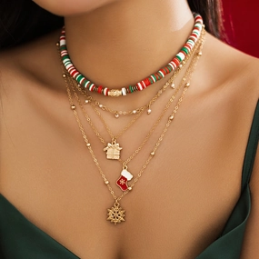 Wholesale Christmas Polymer Clay Set Necklace