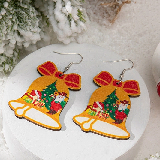 Wholesale Christmas Rainbow Wooden Earrings