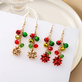 Wholesale Christmas Red and Green Flower Earrings
