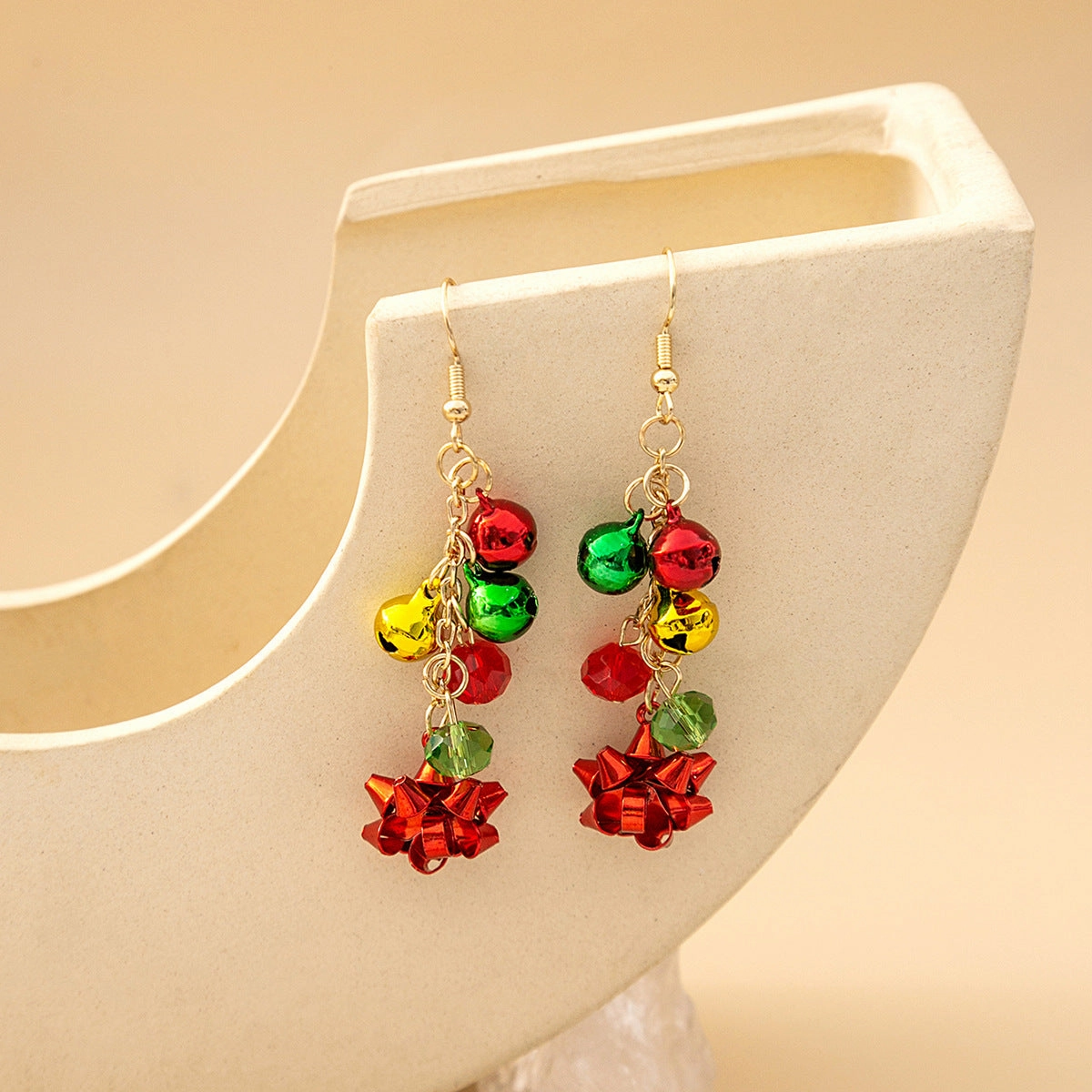 Wholesale Christmas Red and Green Flower Earrings