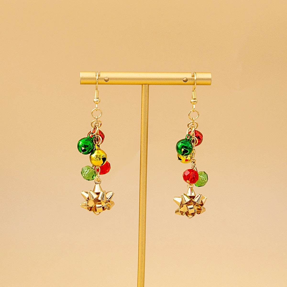 Wholesale Christmas Red and Green Flower Earrings