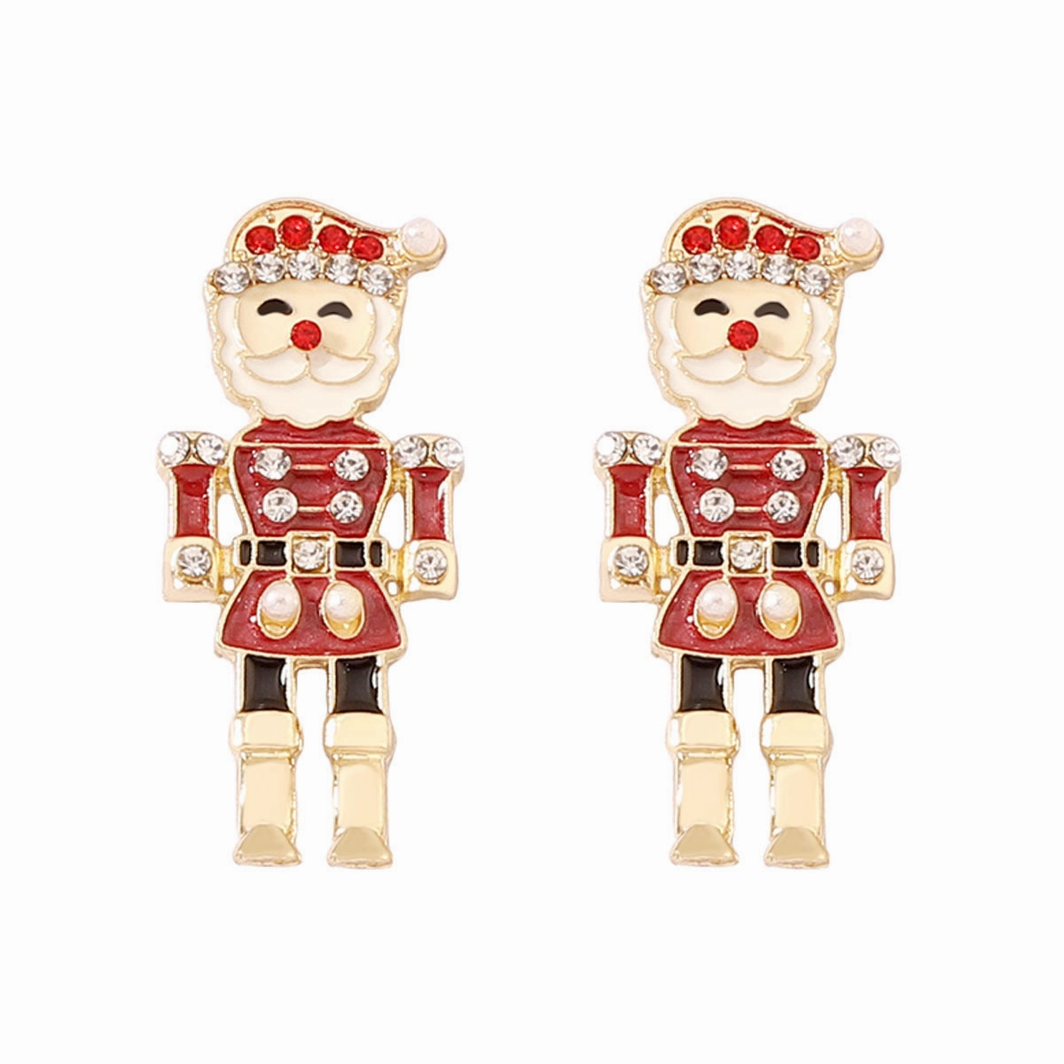 Wholesale Christmas Red Soldier Diamond Zinc Alloy Earrings