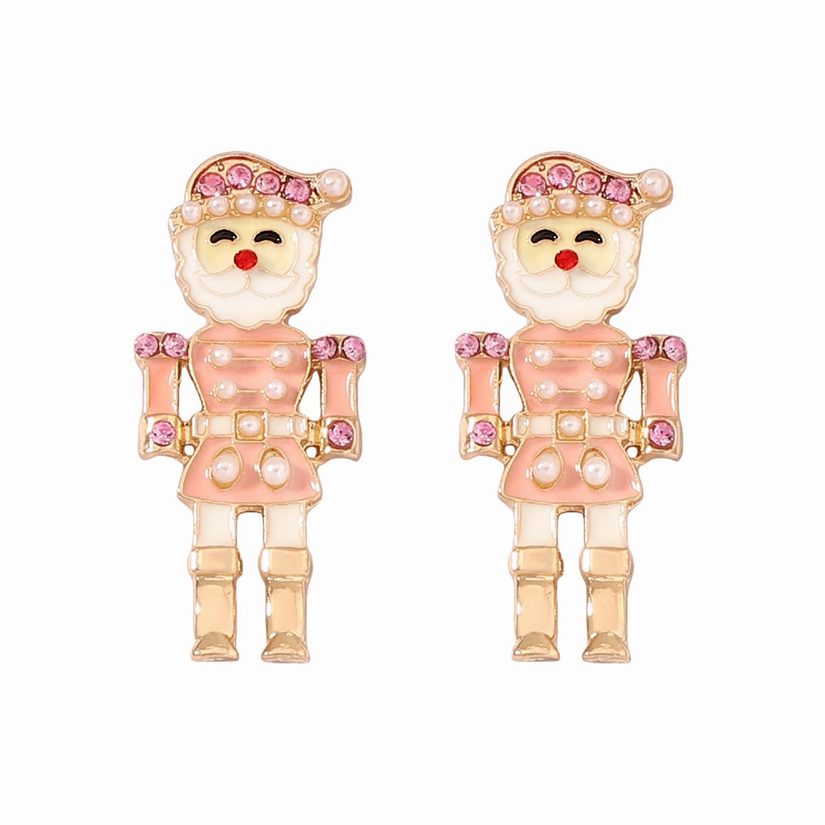 Wholesale Christmas Red Soldier Diamond Zinc Alloy Earrings