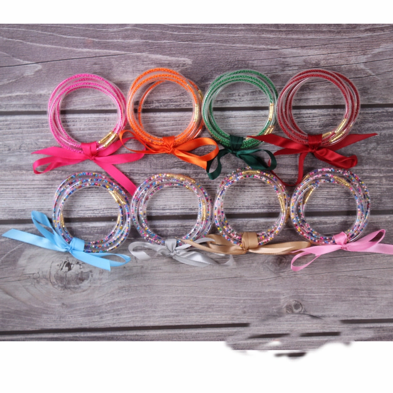Wholesale Christmas Ribbon Silicone Beads Bracelet