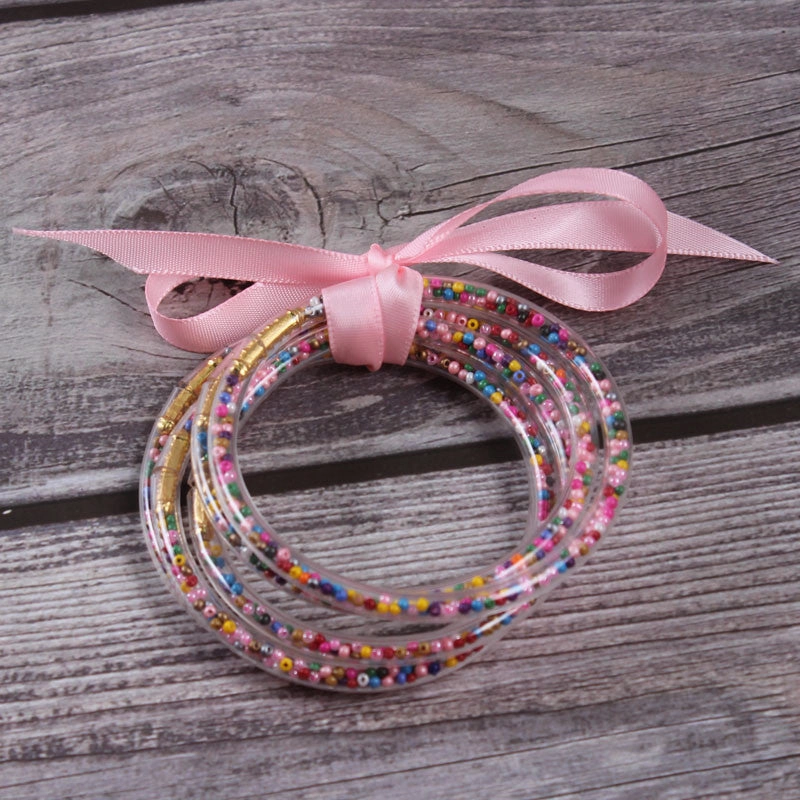Wholesale Christmas Ribbon Silicone Beads Bracelet