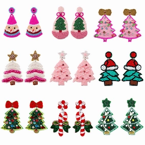 Wholesale Christmas Rice Bead Resin Earrings