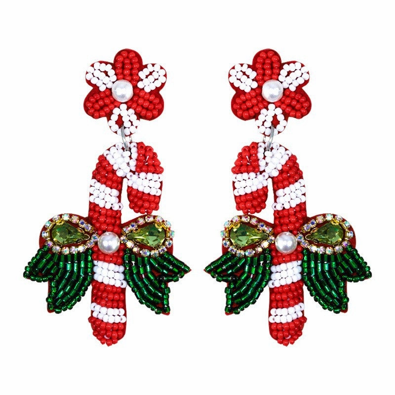Wholesale Christmas Rice Bead Resin Earrings