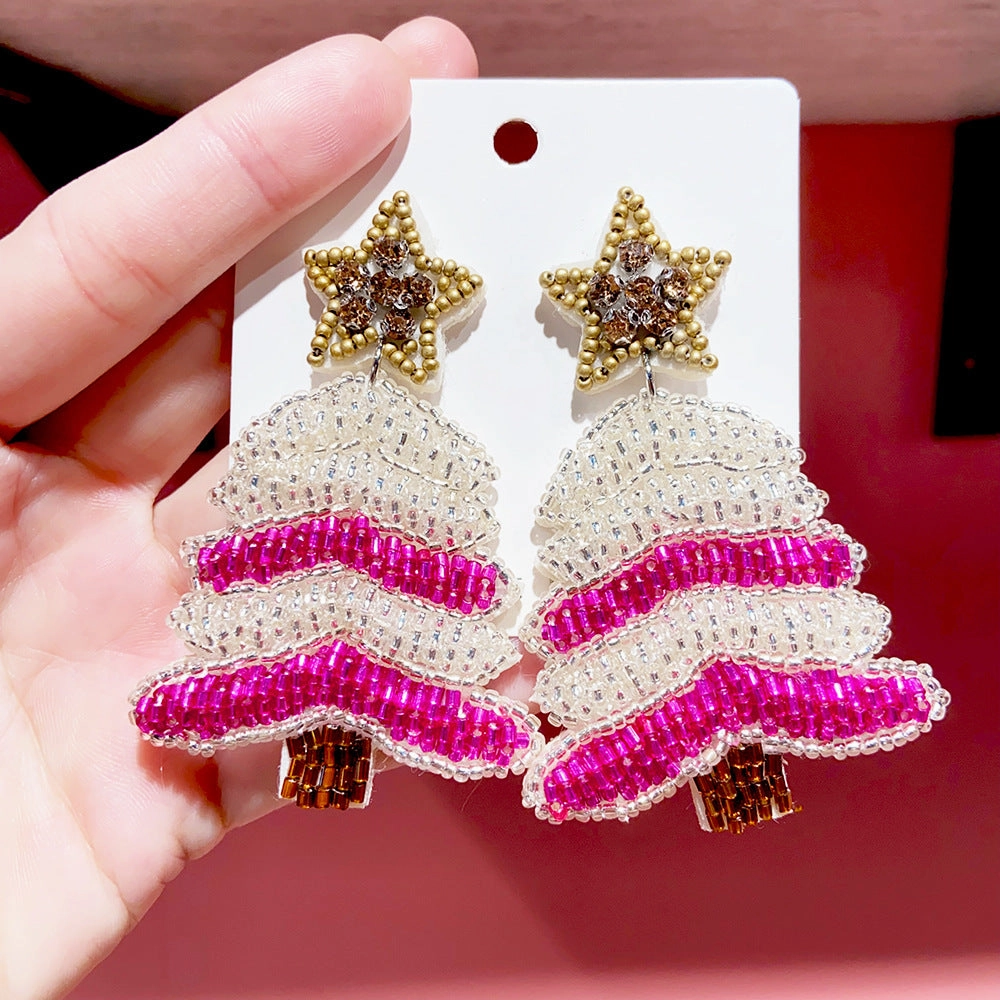 Wholesale Christmas Rice Bead Resin Earrings