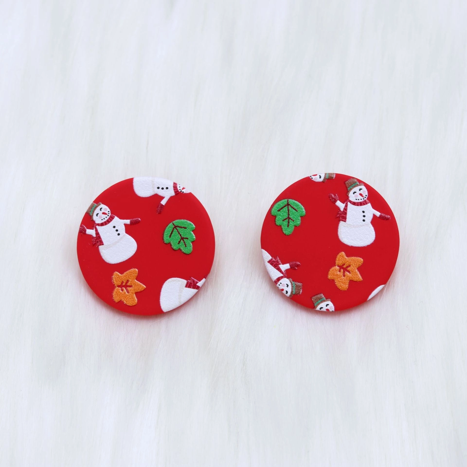 Wholesale Christmas Round Leopard Print Acrylic Earrings