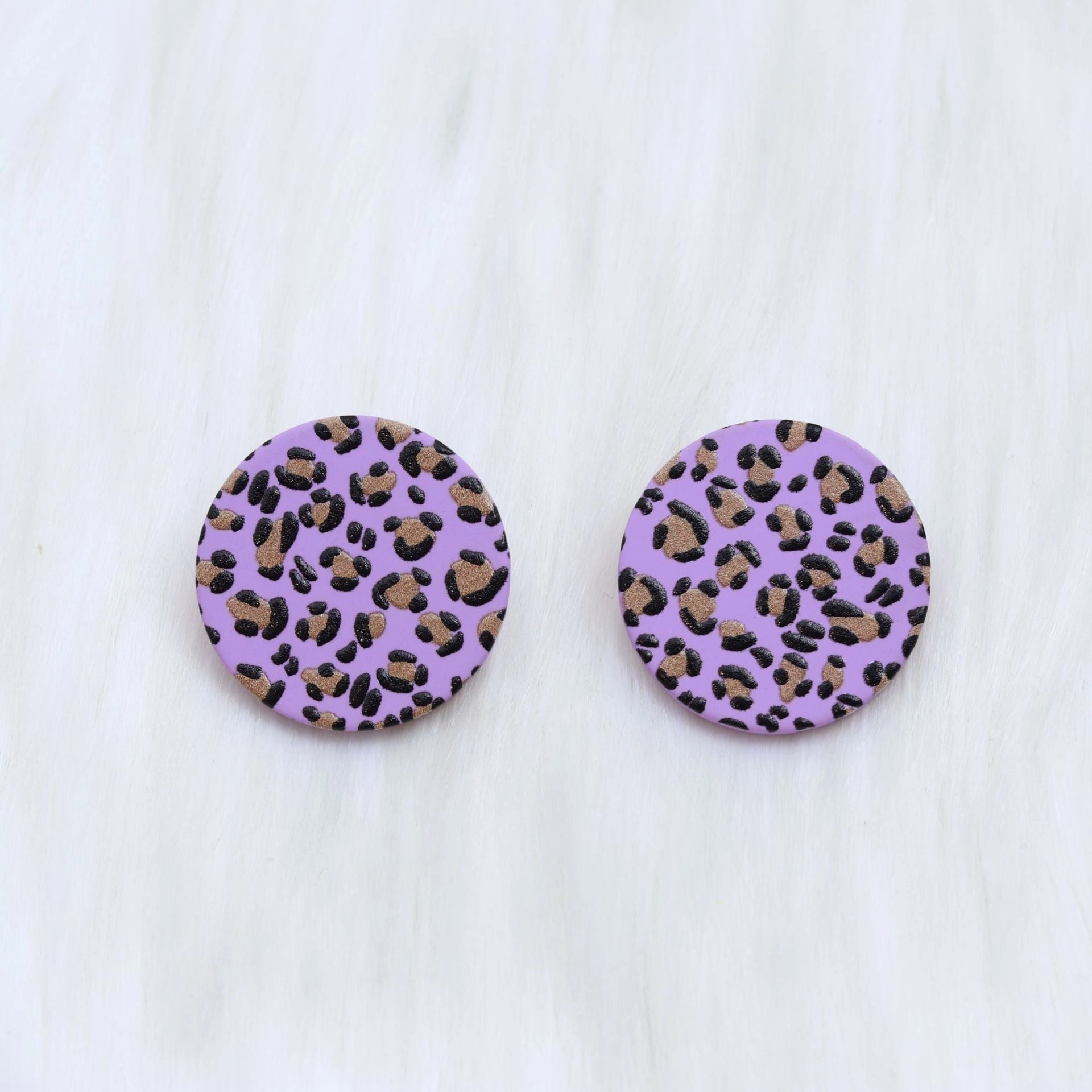 Wholesale Christmas Round Leopard Print Acrylic Earrings