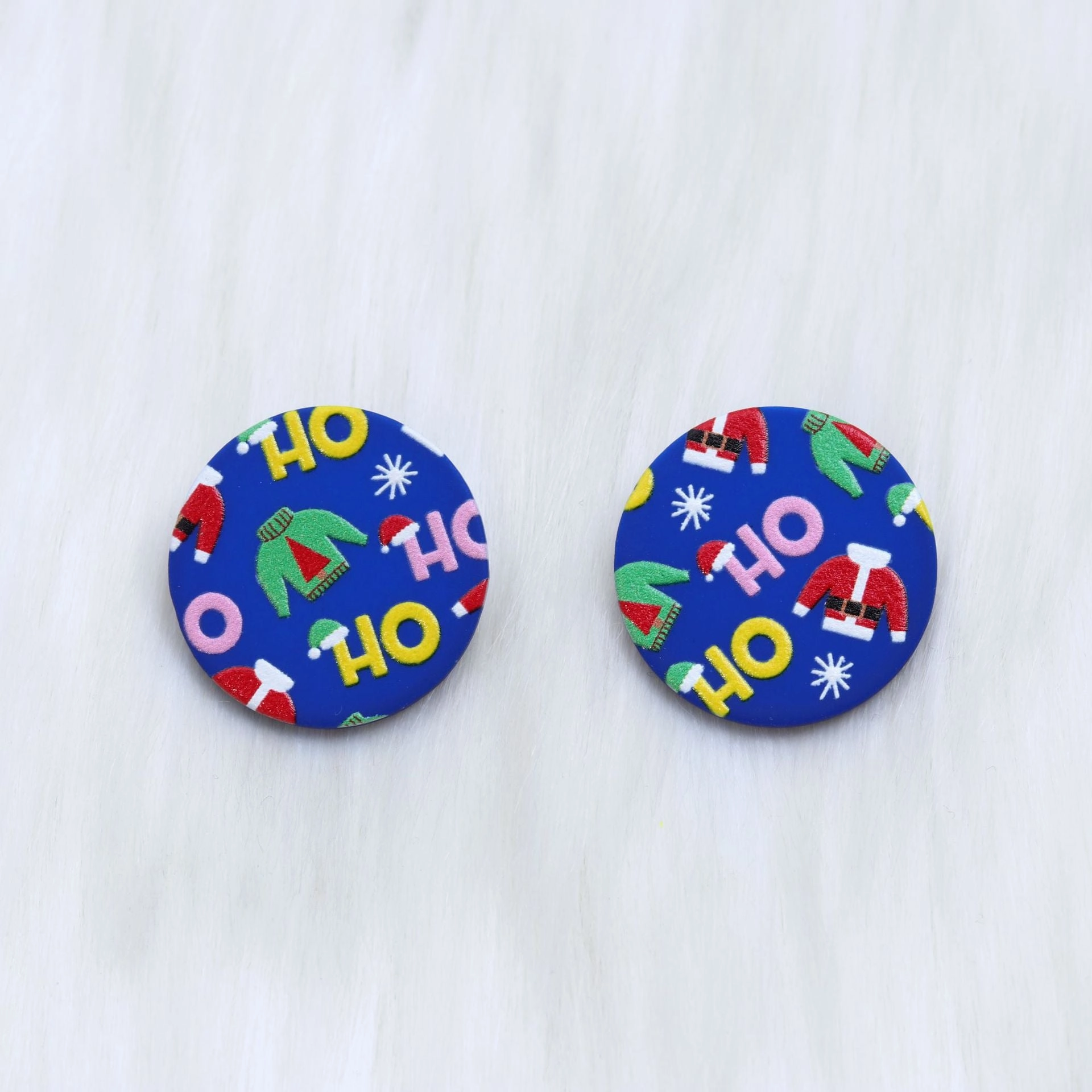 Wholesale Christmas Round Leopard Print Acrylic Earrings
