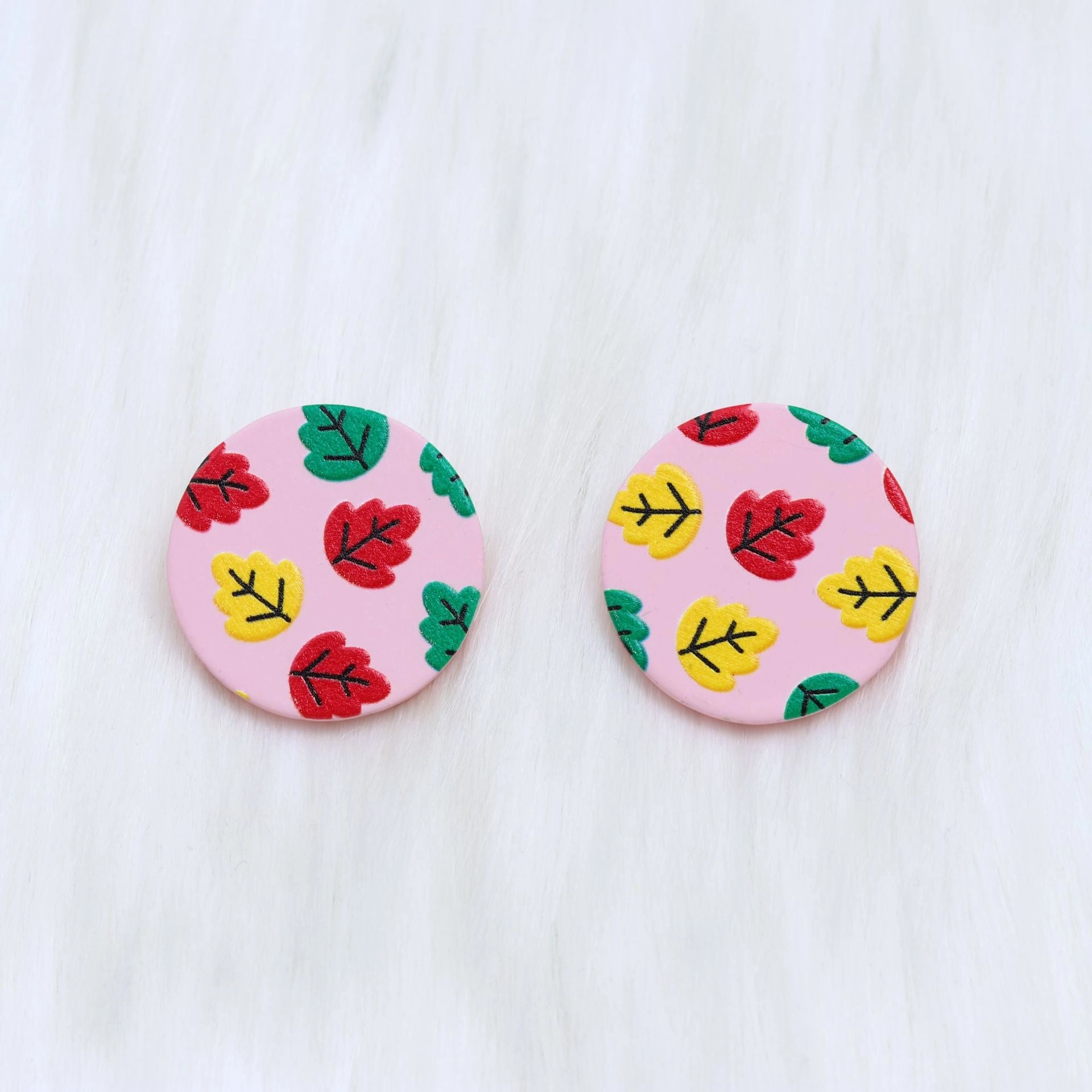 Wholesale Christmas Round Leopard Print Acrylic Earrings