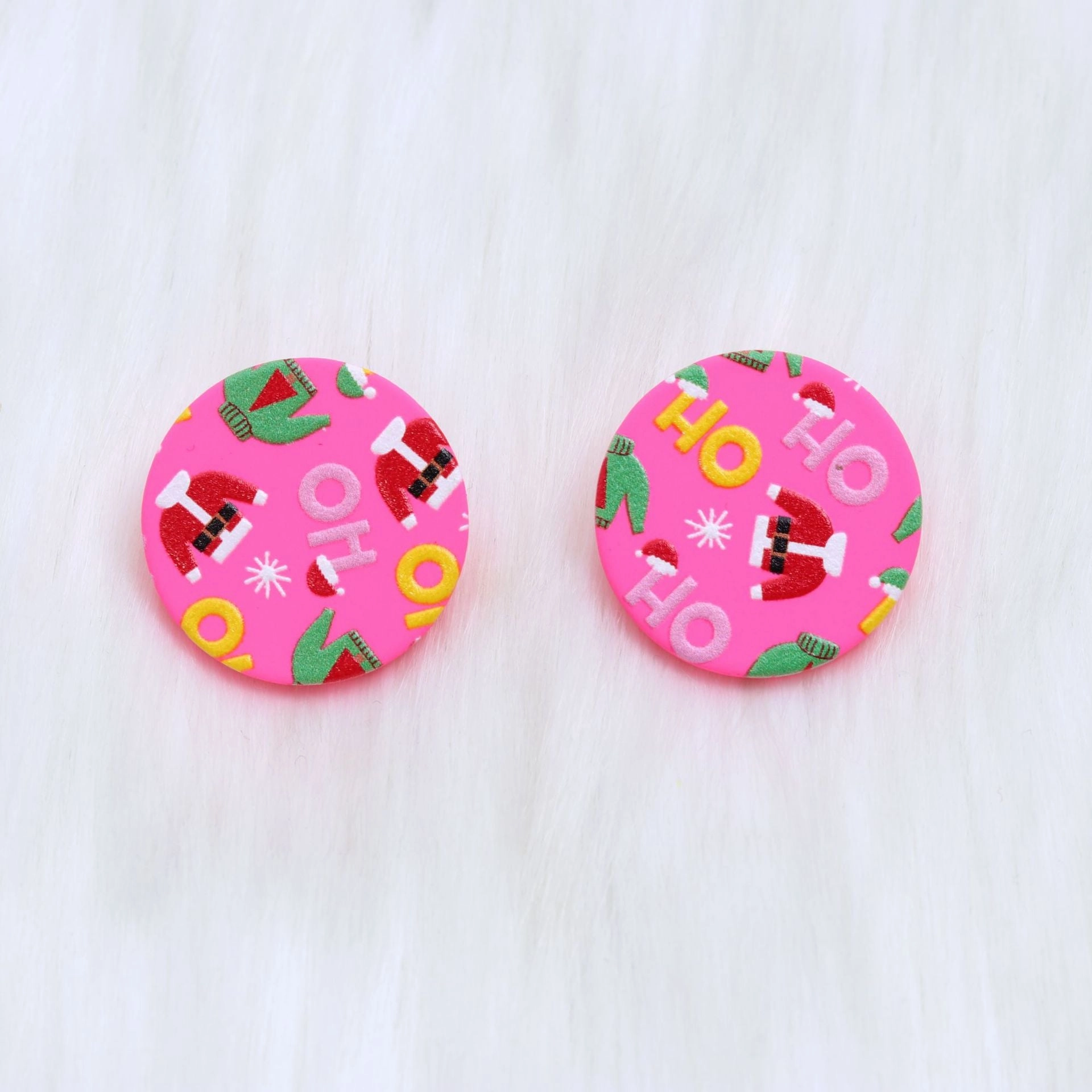 Wholesale Christmas Round Leopard Print Acrylic Earrings